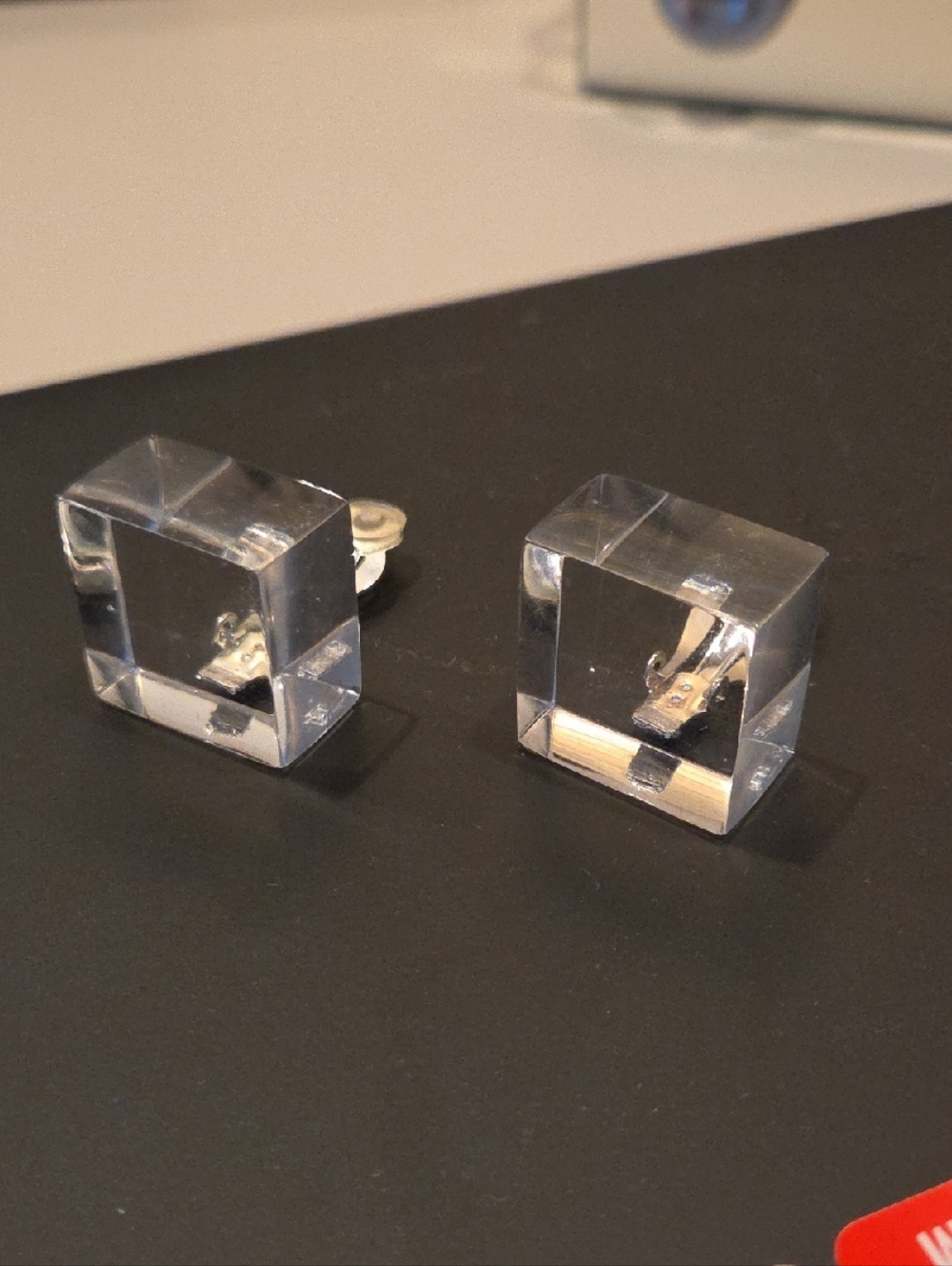 Monies Clear Crystal Cube Clip Earrings
